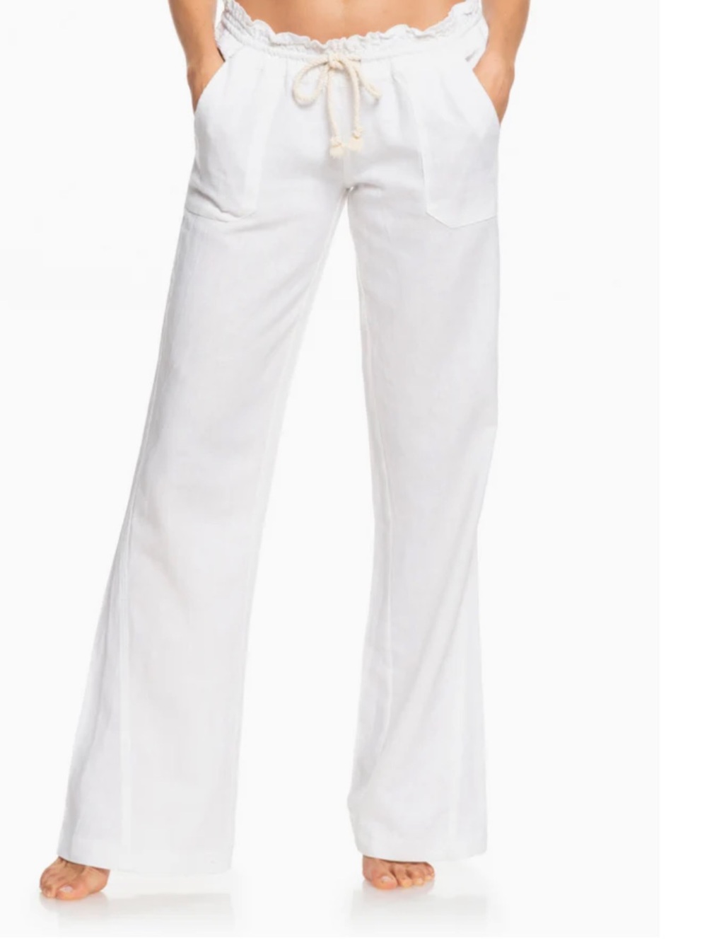 Roxy White Wide-Leg Drawstring Pants